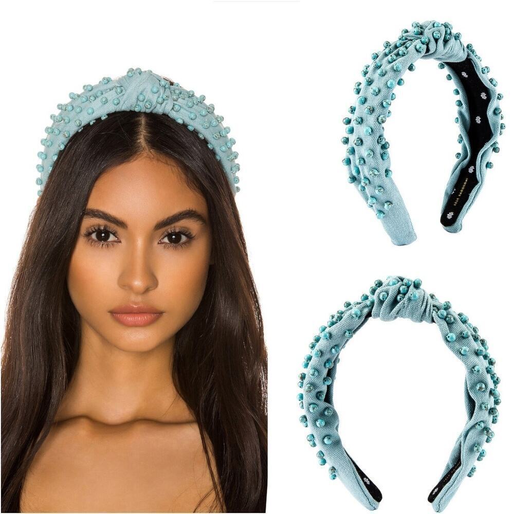 Lele Sadoughi Elegant Turquoise Beaded Knotted Statement Headband MINT